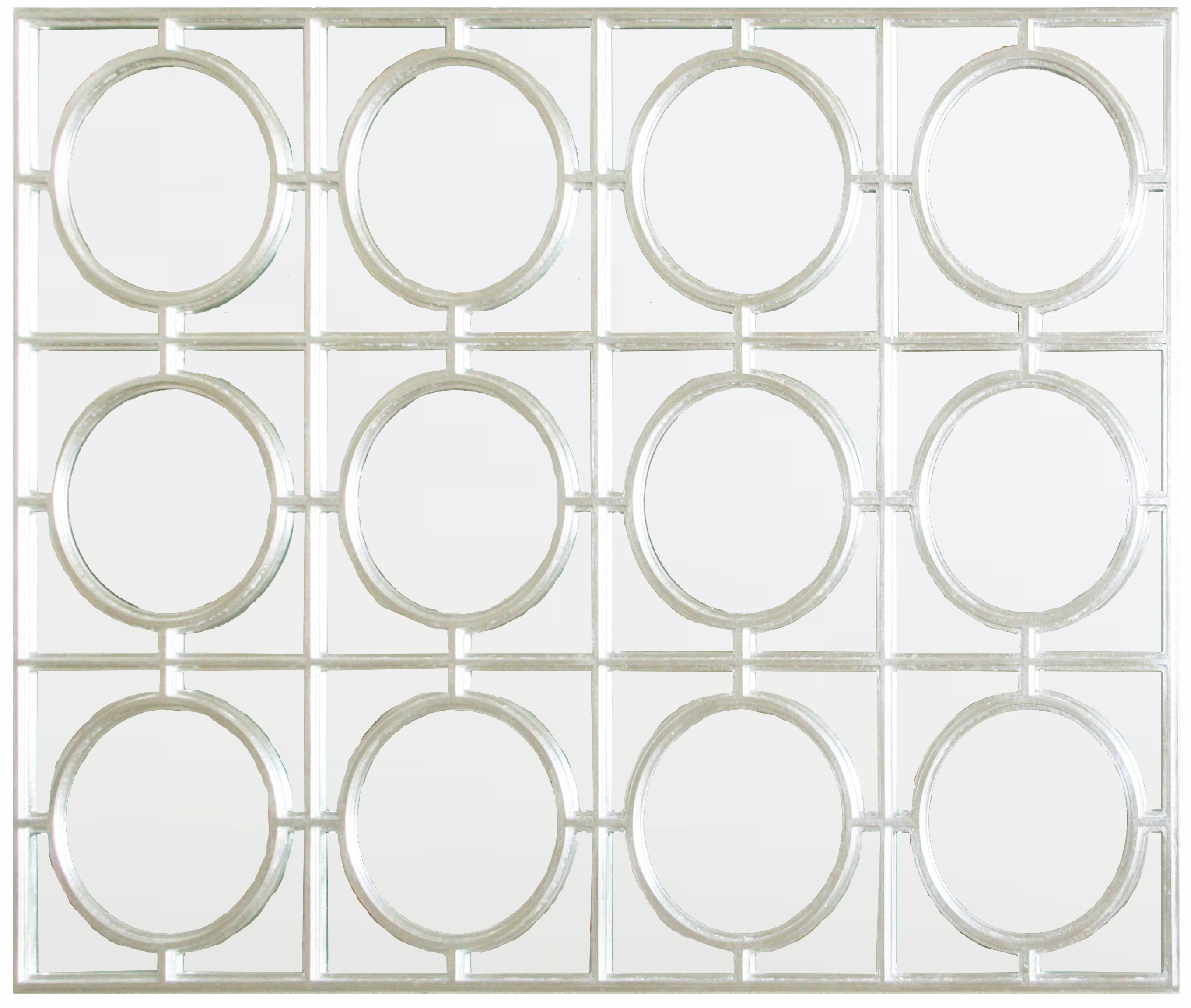 TS060 Wall décor art mirror modern square with multi round apertures silver frame
